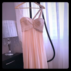 BCBG Maxazria Women’s long semi-strapless dress.